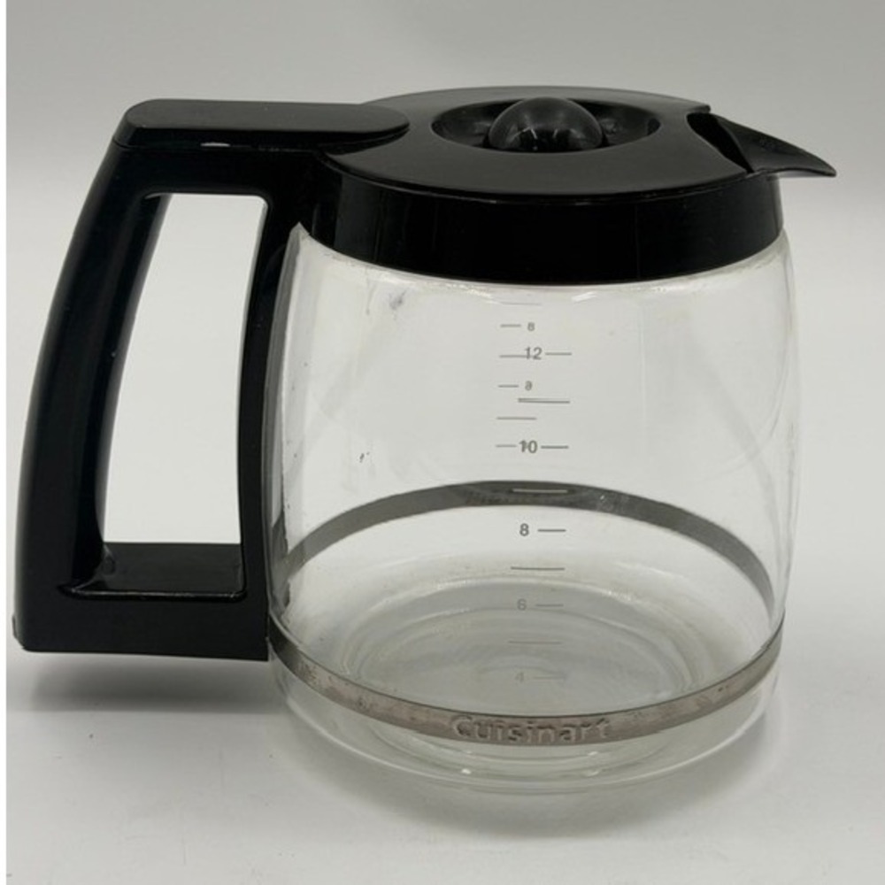 Cuisinart 12 Cup Glass Replacement Carafe Black Handle Lid DCC-1200 Series NOTE*